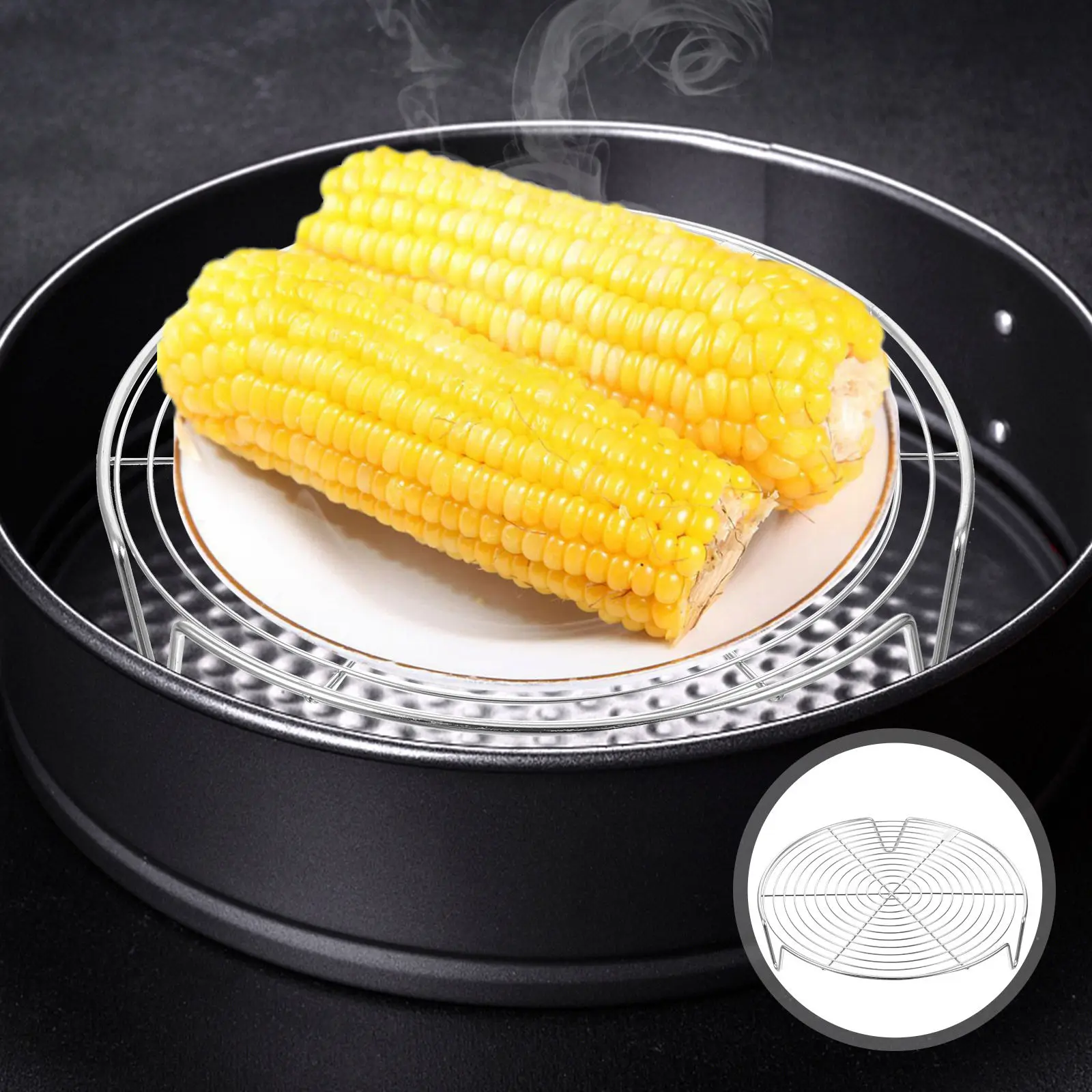 304 Stainless Steel Steamer Basket Tri-Legged Stable Steaming Rack Insert Cooking Pot Trivet for Rice Cooker Pressure Cooker