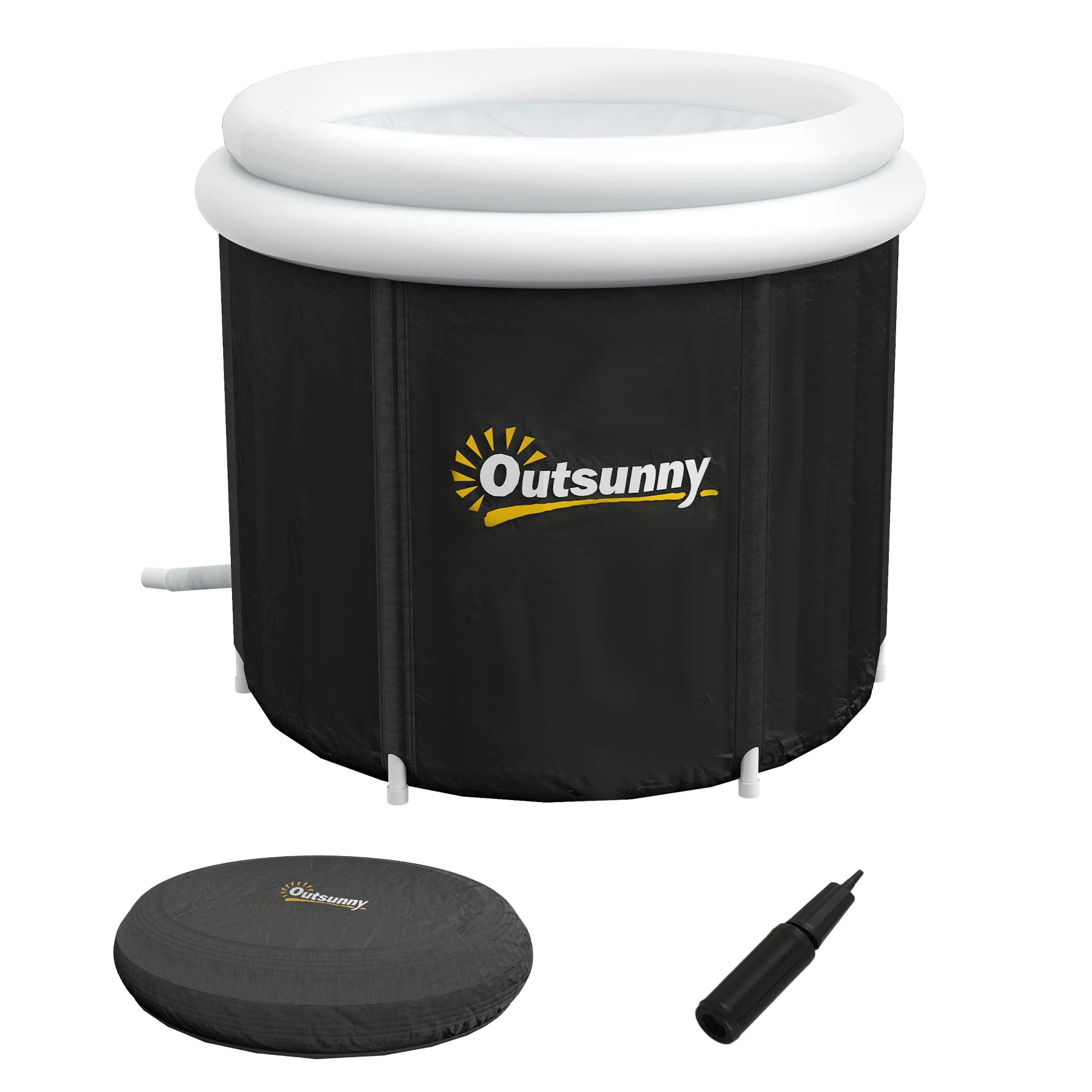 Outsunny Portable Cold Plunge Tub, Ice Bath Tub with Thermo Lid, Black