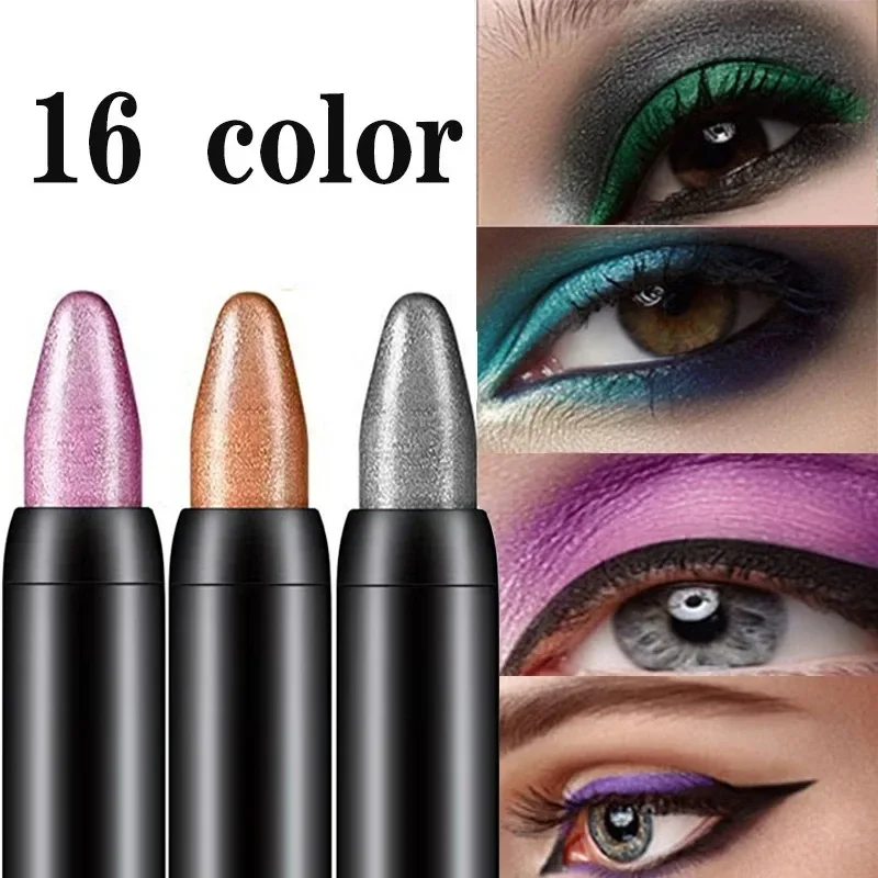 15 Colors Pearlescent Eyeshadow Pencil Waterproof Long Lasting Glitter Shimmer Eye Shadow Pen Eyeliner Stick Eyes Makeup Tools