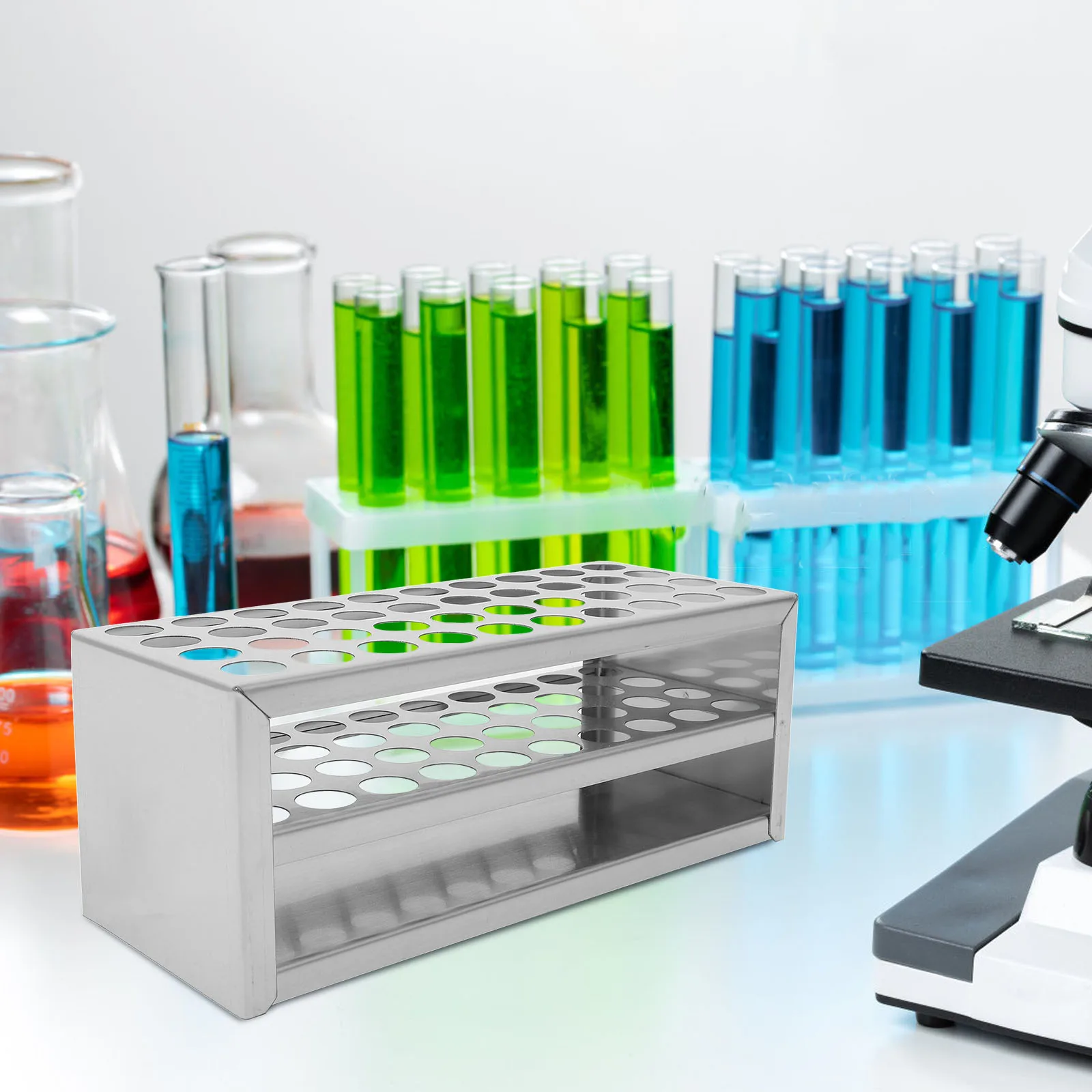 

Test Tube Rack Laboratory Sampling Display Stand Holder Sealant Storage Polypropylene Silver Organizer Baby