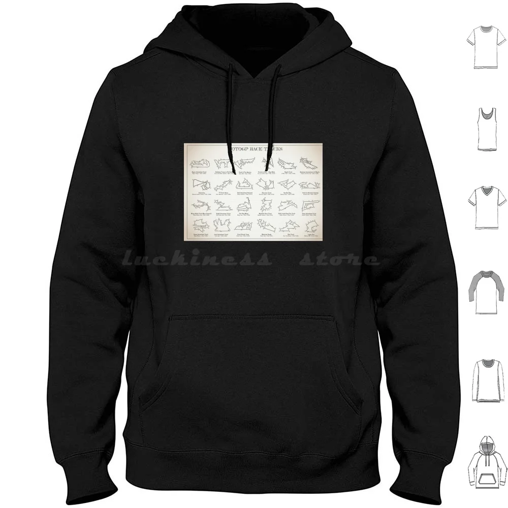 Sudadera con capucha Race Tracks (Blueprint-Light Ivory) de algodón de manga larga Moto Rapaz Bluegalaxy Bgalaxy Blue Galaxy Motor Motorcycle