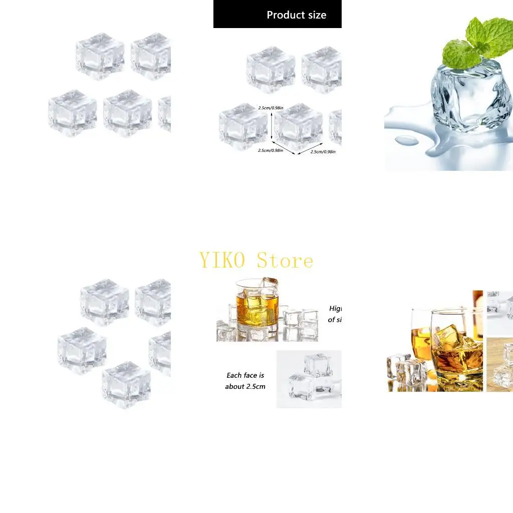 K32C Clear Simulation Ice Cubes 5Pcs Acrylic Ice Cubes For Advertising Display And Social Media Content Creation