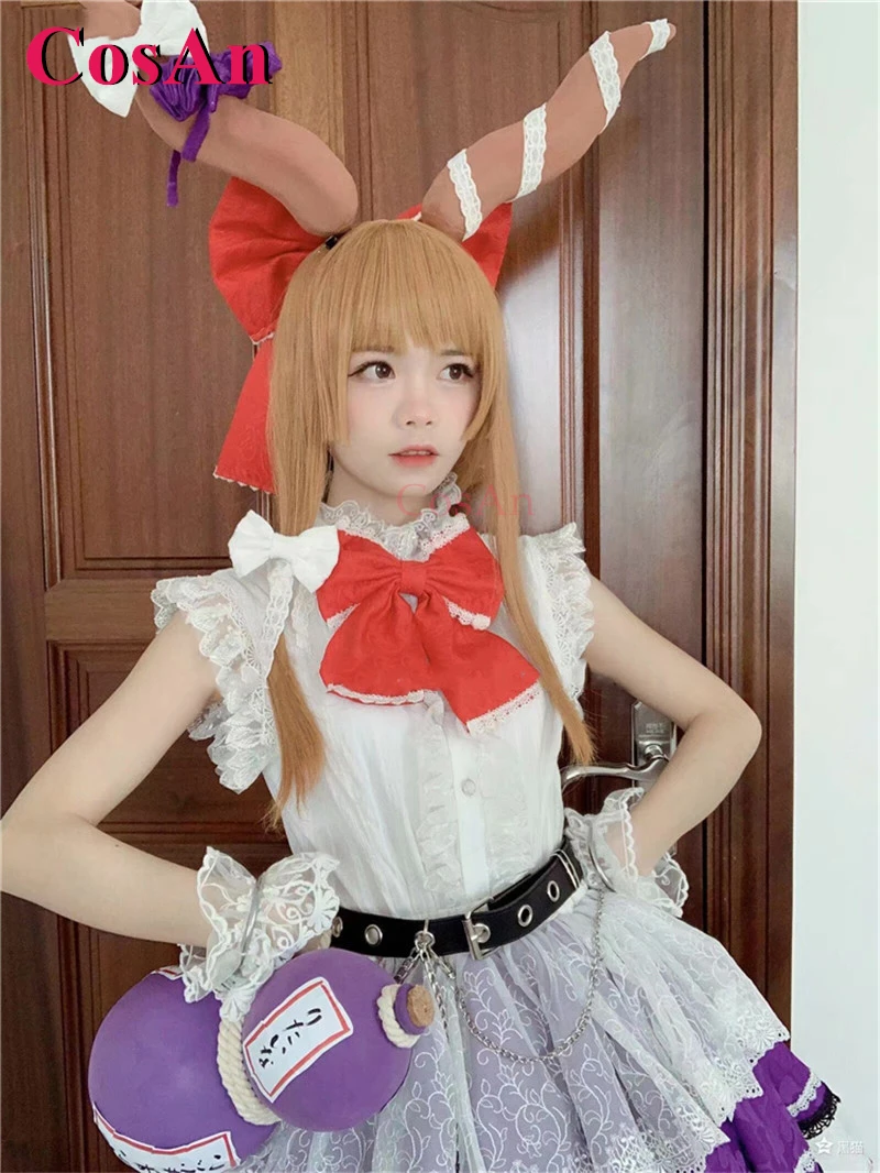 CosAn [Customized] Anime Game Touhou Project Ibuki Suika Cosplay Costumes Sweet Elegant Uniform Party Dress Role Play Clothing - view 4
