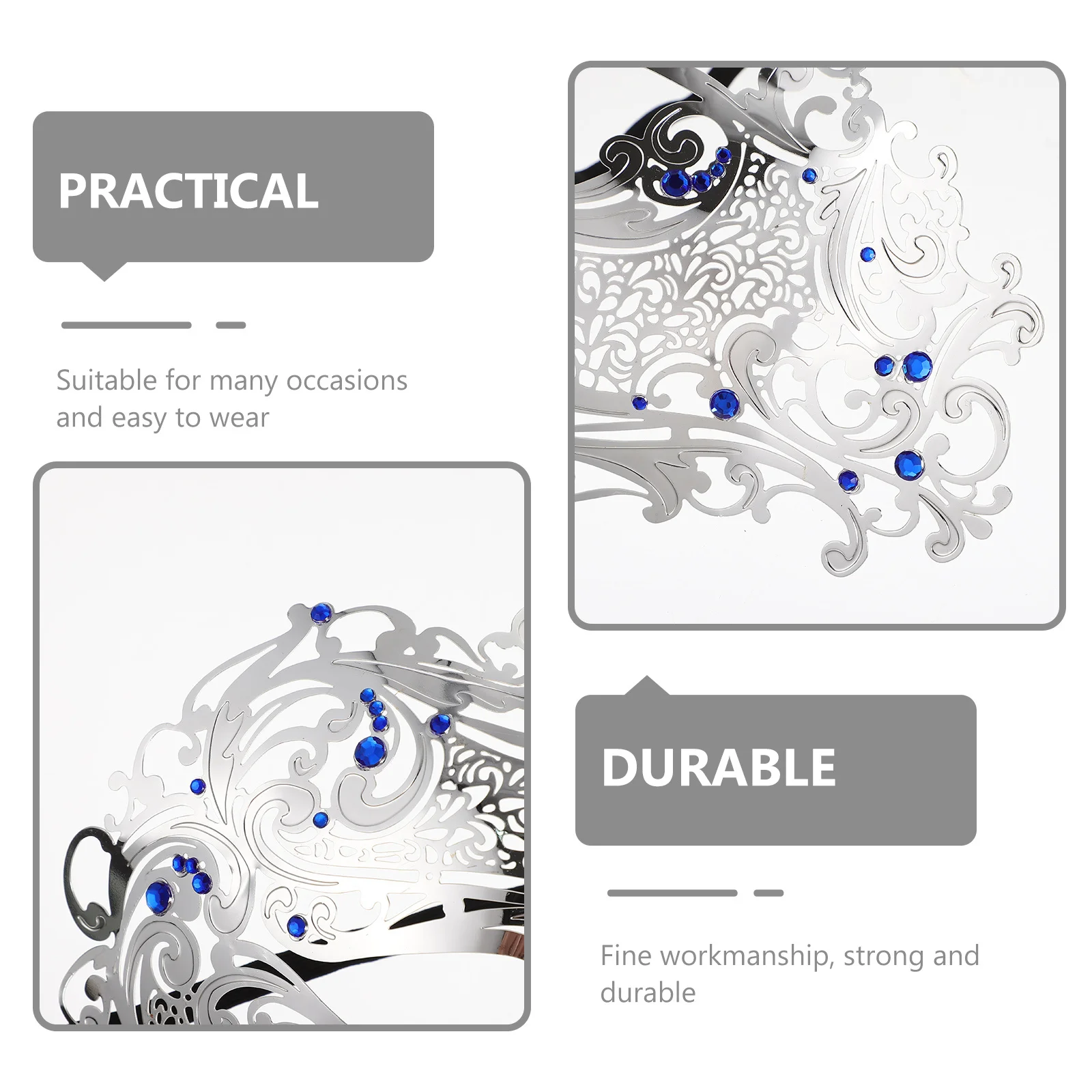 

2Pcs Metal Masquerade Masks Delicate Party Masks Portable Halloween Mask Props for Festivals Cosplay Birthday Carnival