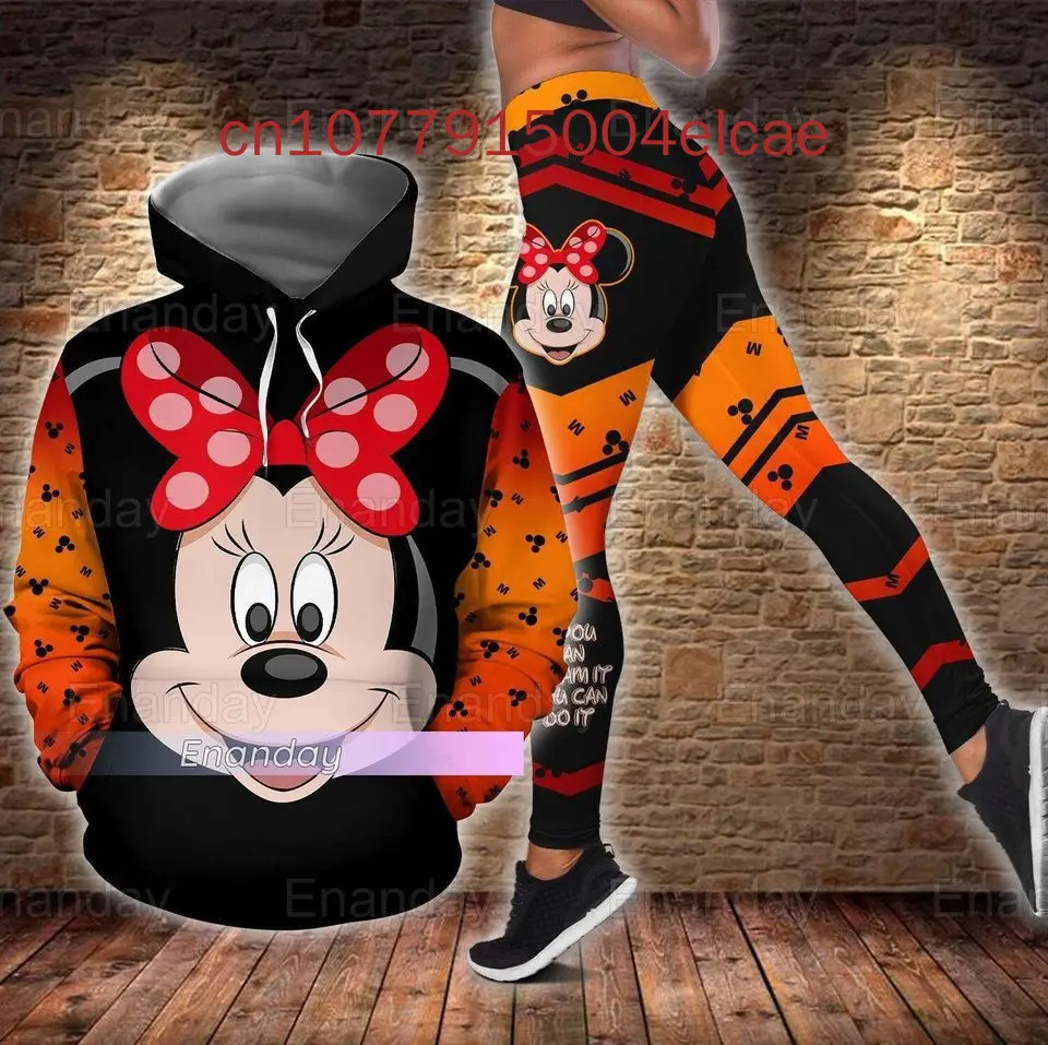 Custom Name Minnie Mickey 3D Women's Hoodie and Leggings Suit Disney Hoodie Yoga Pants Sweatpants Fashion Sports Suit