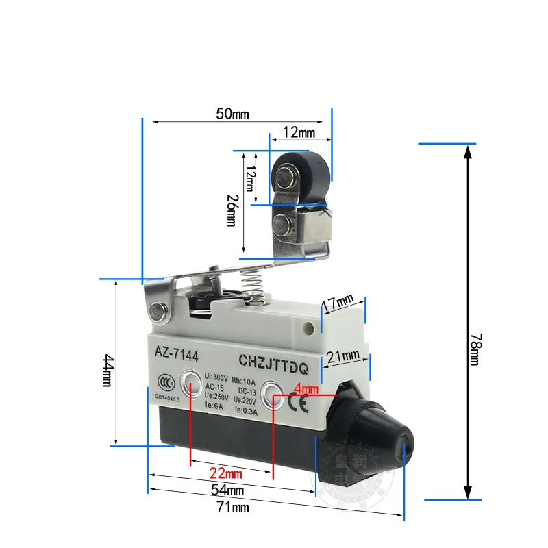 10a 250VAC Az-7141 7312 7311 7120 7121 7310, micro water resistance switch, 90 Inching travel limit switch hinged roller lever