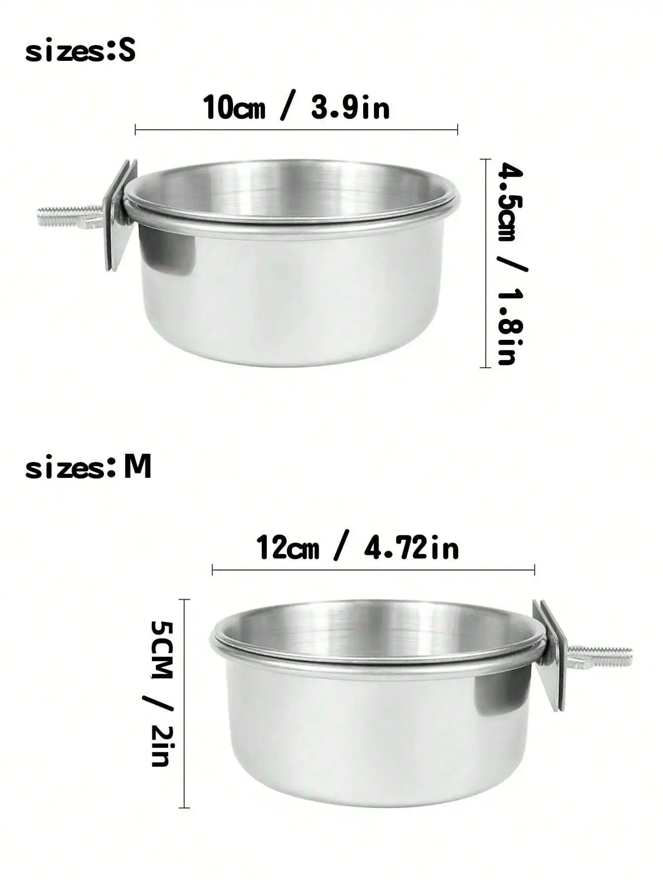 

1PC,1PC,Parrot Food Cup Stainless Steel Food Box,Bird Cage Cups Holder - Stainless Steel Food And Water Dish, Bird Feeders With