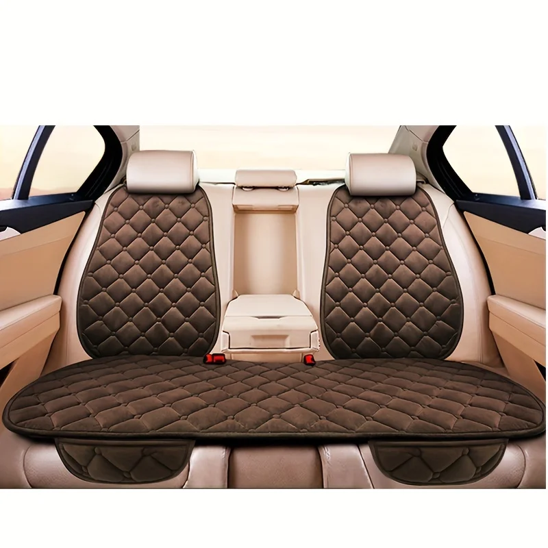 Cojín de asiento de coche de felpa gruesa y cálida de invierno, nuevo juego de tres piezas antideslizante y sin encuadernación, cojín de asiento universal