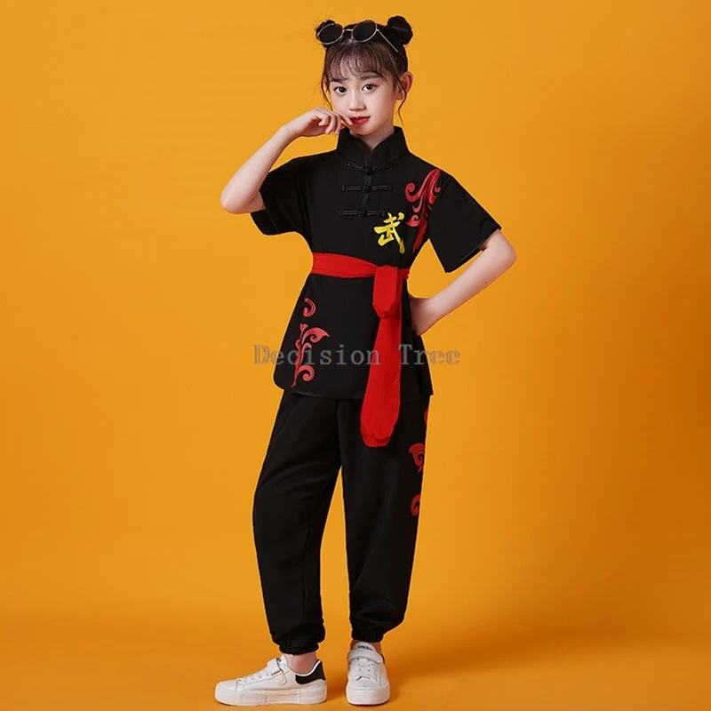 2025 kinderen chinese stijl vechtsport pak elastische katoenen trainingspak set lange mouwen tai chi kung fu kostuum jongens meisjes