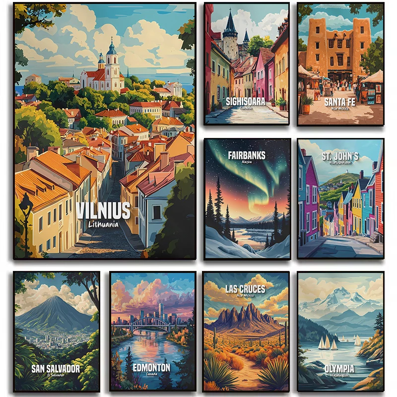 Abstract World Travel Classic Nature Landscape Romania Alaska Lithuania Poster Canvas Painting Wall Art Pictures Home Decor