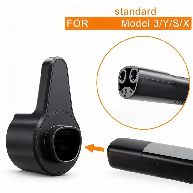 Charging Cable Wall-Mounted Holder for North American NACS AC Connectors, with an Integrated Connector Dock