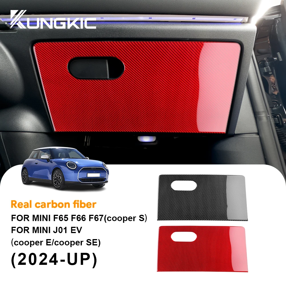 

Car Co-pilot Storage Box Panel for Mini Cooper S F65 F66 F67 J01 EV E SE 2024 2025 Real Soft Carbon Fiber Sticker