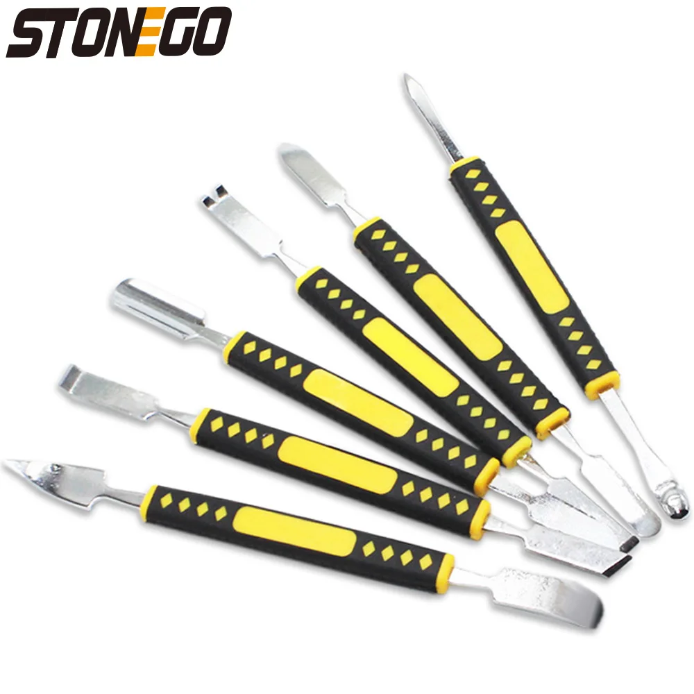 STONEGO 6Pcs/Set Metal Pry Bar Tool for Electronics Repair - Mobile Phone, Tablets, Laptops, Smart Watches