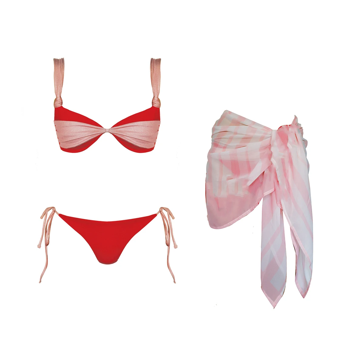 

3 Pieces Bikini 2026 Sexy Women Swimsuit Swimwear Female Sarong Push UpBikini Set Beachwear Bathing Suit Swimming Suit Cover Ups