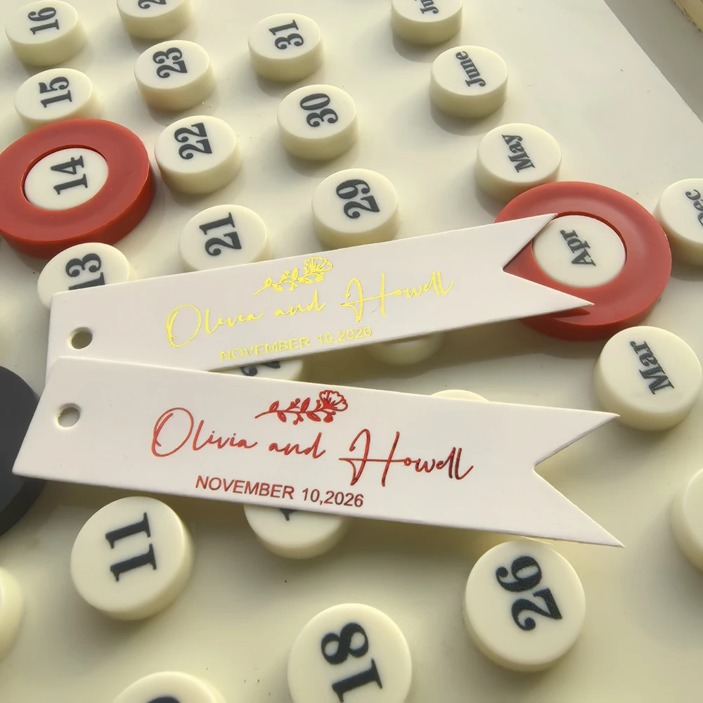 

TT8-18x80mm Rectangle tags Personalized Customization Golden Text Print Personalized Wedding Birthdays Customize Print With Name