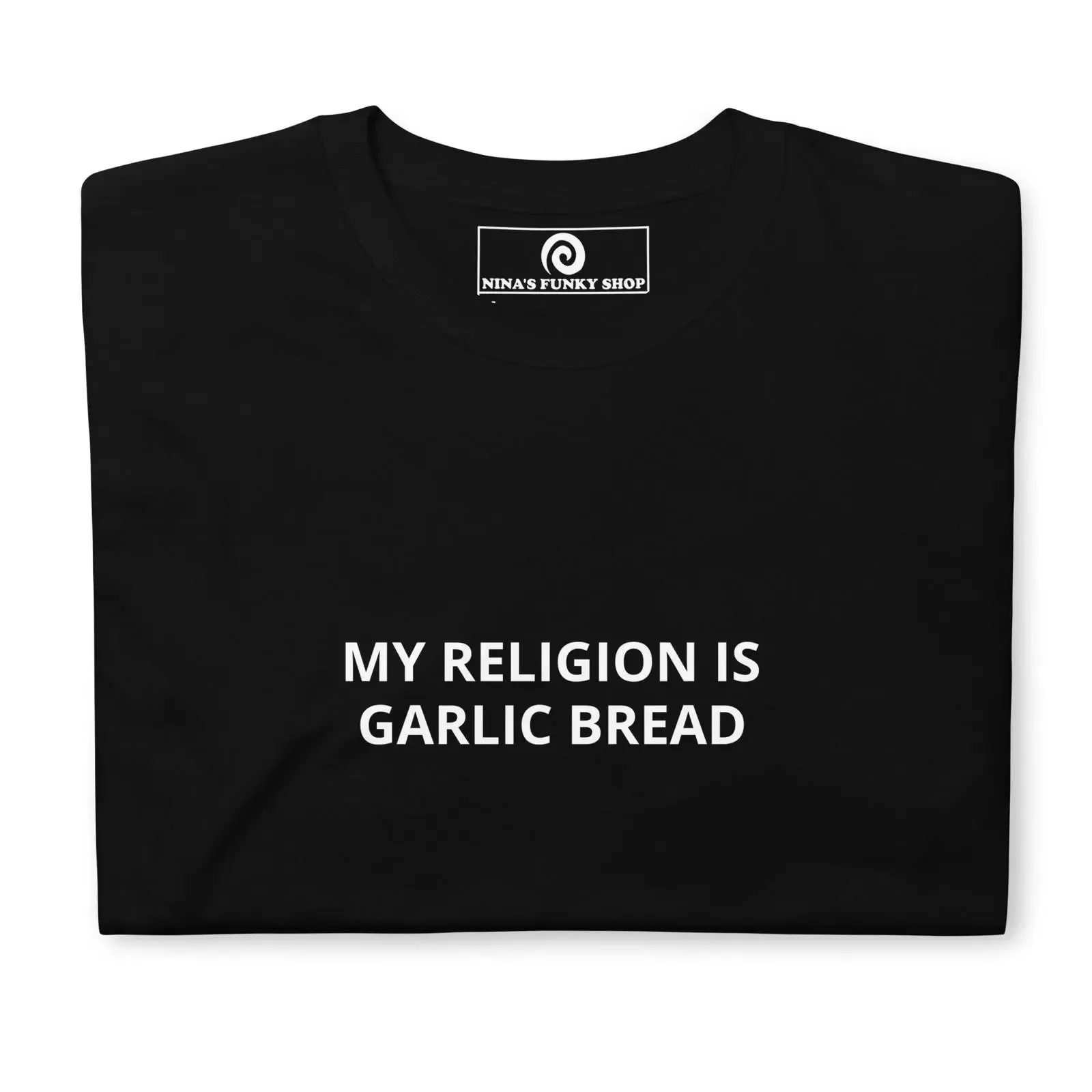 My Religion Is Garlic Bread T Shirt Funny Food Saying Casual Lover Quote Top vintage Washed fashion Unisex Versatile Slightly