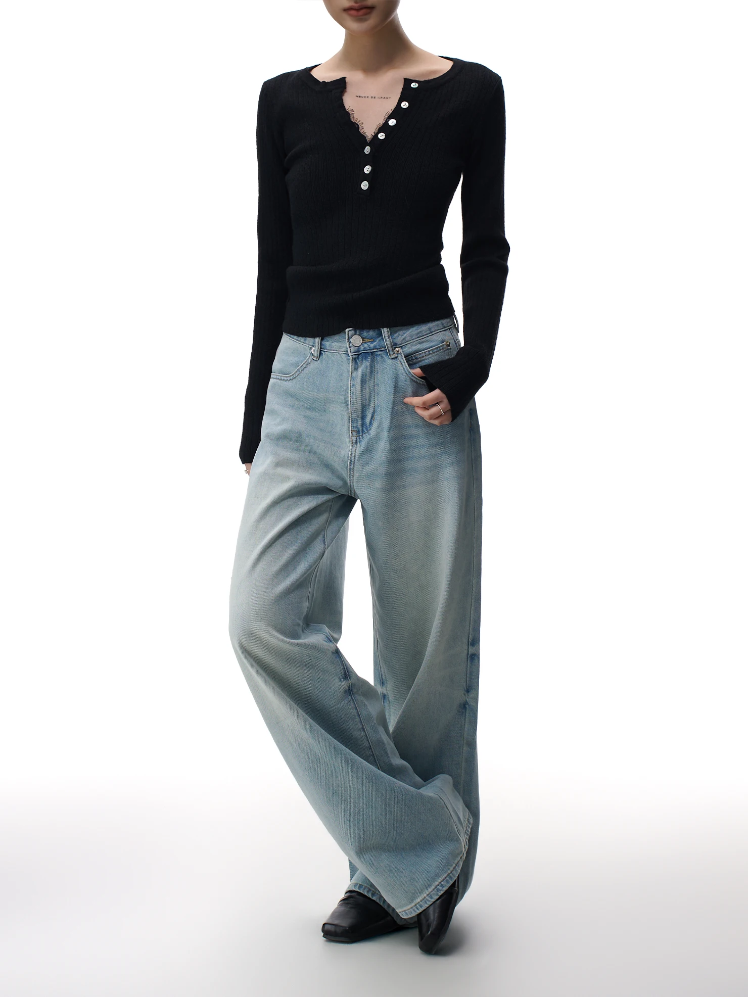 

American Retro Light Blue Straight Loose Wide Leg Jeans Women Casual Versatile Slimming Floor-Length Pants Cotton Denim