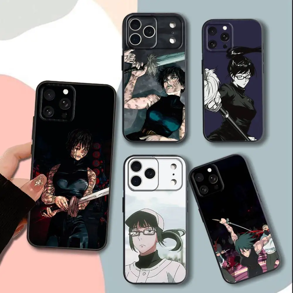

Jujutsu KaisenS Maki ZeninS Phone Case For iPhone 15,13,16,12,11,17,14,Plus,Pro,Max,XS,XR,X,SE,Mini,Soft Silicone Black Cover