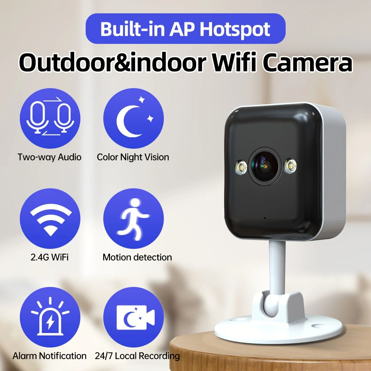 1080P Smart Wifi Security Camera Outdoor IPX6 Waterproof CCTV Surveillance Camera 5x Digital Zoom Color Night Home Baby Monitor