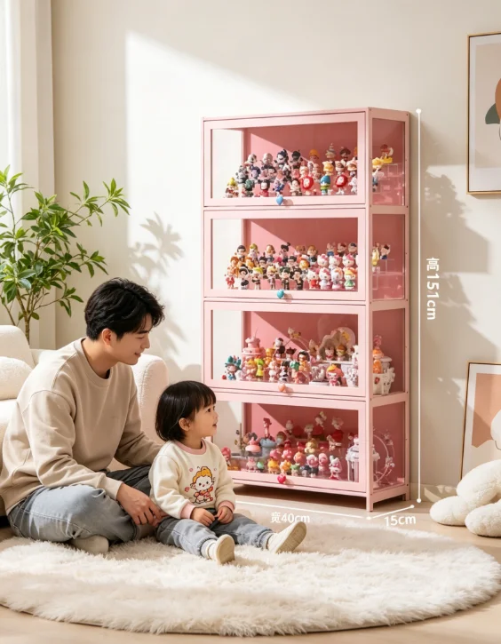 50cm Handmade Transparent Imitation Glass Acrylic Display Cabinet Dustproof Waterproof Durable Toy Storage Bookshelf