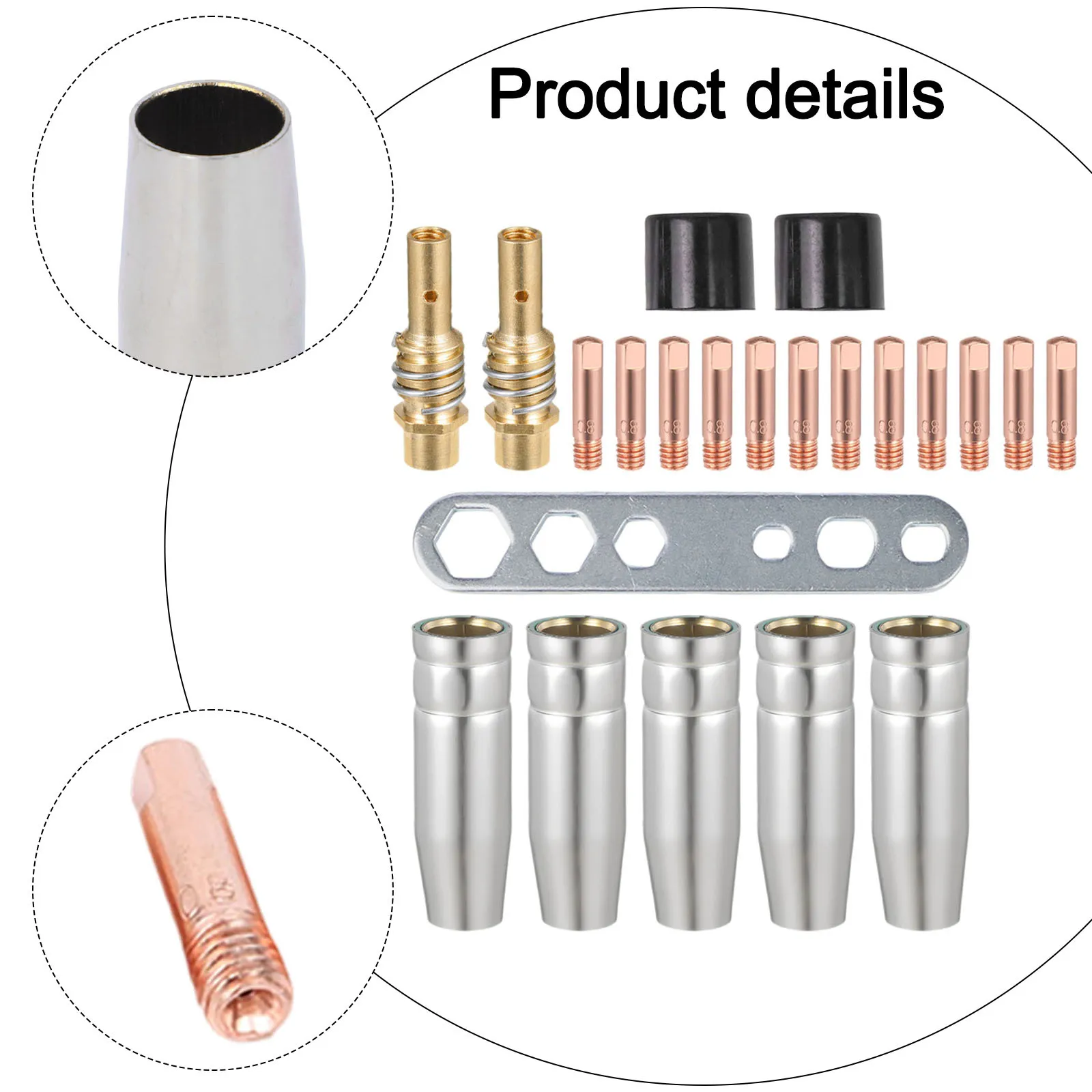 Complete 22PCS Set of For MIG Welding Accessories for MAG Welding with 0 8mm Tips and Conical Nozzles Perfect for Every Welder