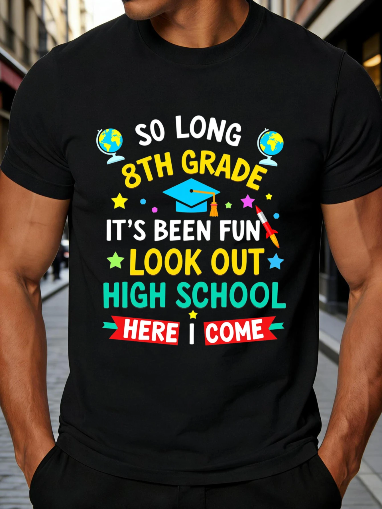 Men's T-Shirt with a Fun and Casual Design, Perfect for 8Th Grade Graduation Celebrations, Ideal for Summer Wear, and a Great Gift for Graduates