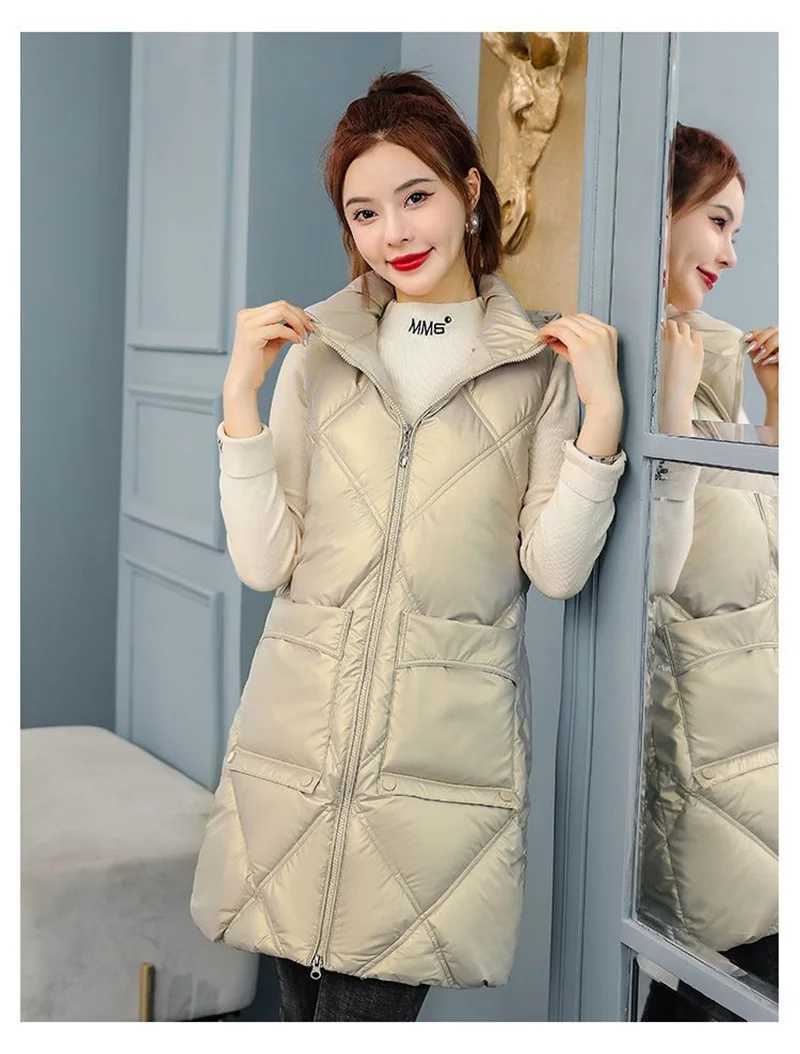가을 겨울 여성용 탈부착 가능한 다운 코튼 베스트, 중간 길이 스타일, 노워시 코튼 베스트, 여성용 숄더 재킷, 신상 트렌드