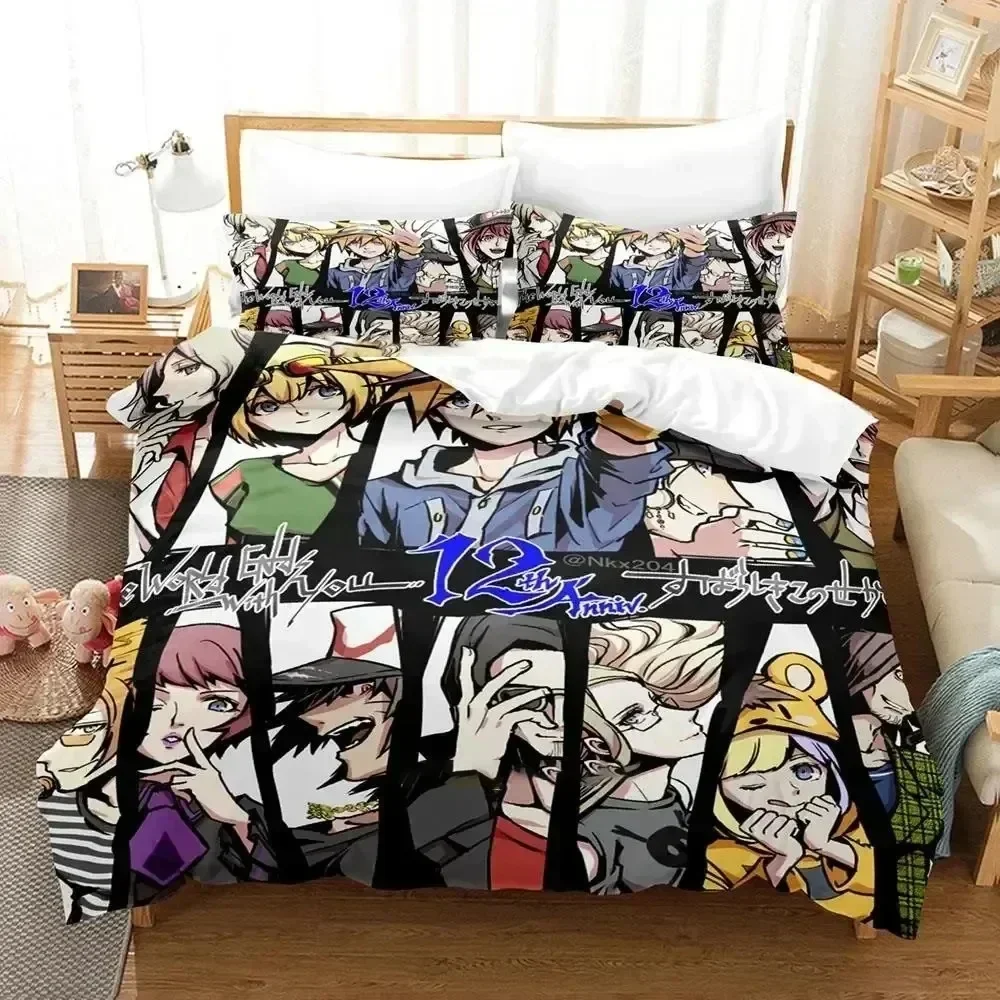 2025 Luxury New 3D Print Game The World Ends With You Bedding Set Boys Girls Twin Queen Sakuraba Neku Duvet Cover Kids Adult 2