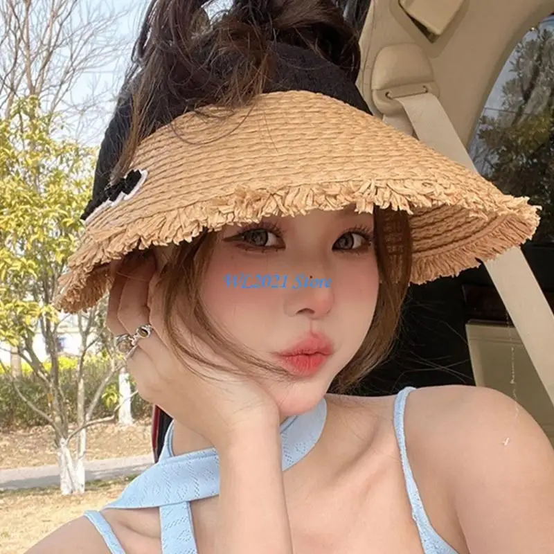 

G5GC Straw Hat Beach Hat Empty Top for Exercise Soccer Yoga Running Sports