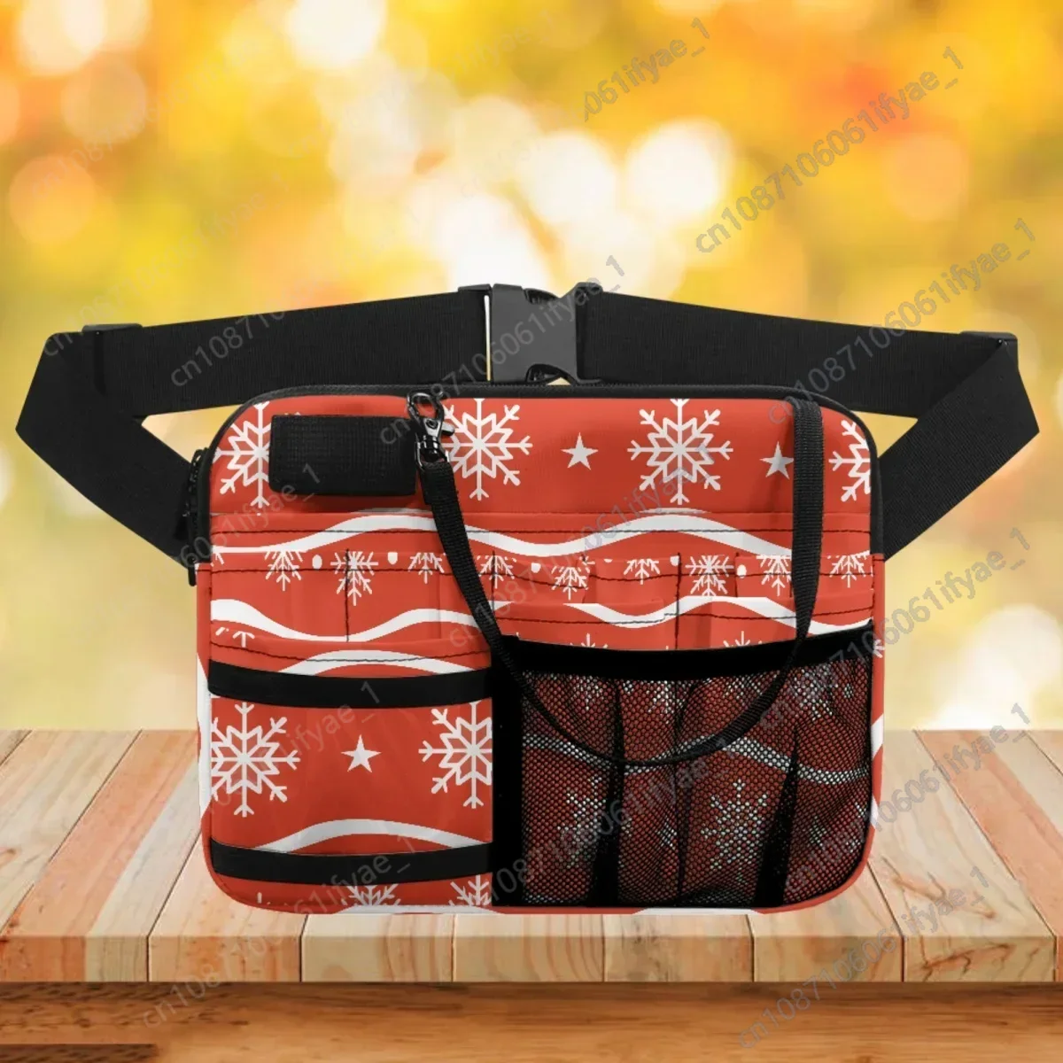 

Snowflake Red Care Waistpack Outdoor Portable Adjust Shoulder Fanny Pack Custom Design Zipper Organizer Zipper Sac De Luxe Femme