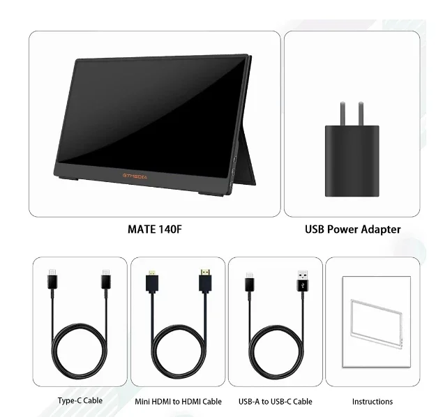 GTMEDIA 14 Inch Portable Monitor FHD 1080P IPS Laptop External Screen Gaming Computer Display for Ps4 Ps5 Switch Xbox PC Phone