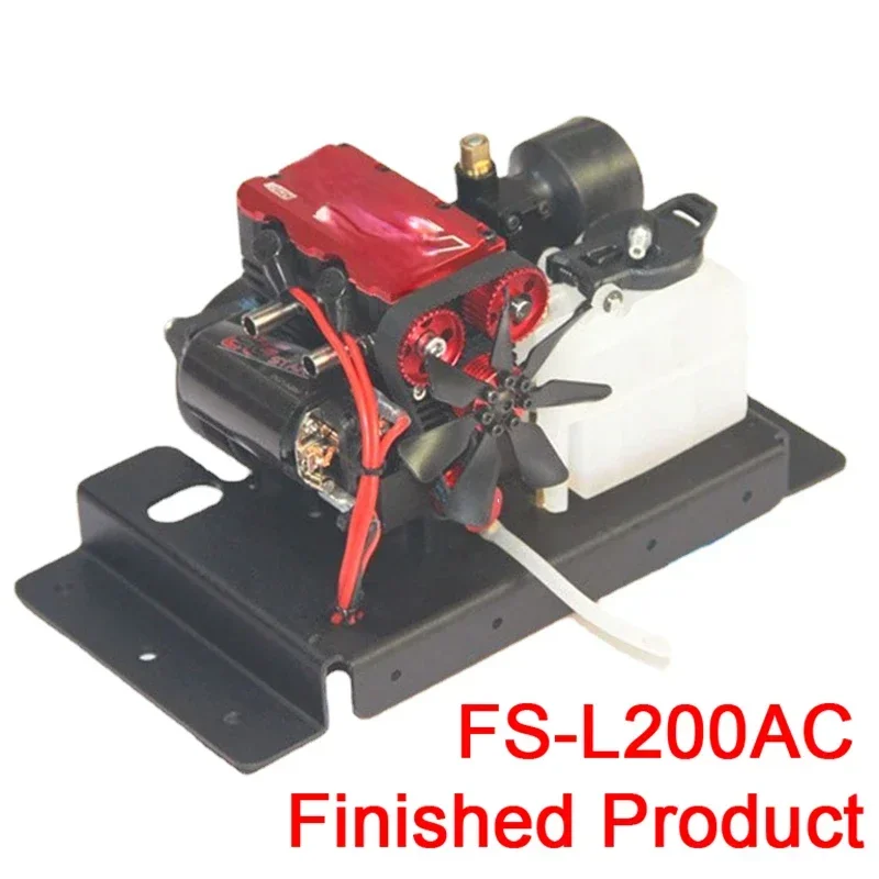 FS-L200AC 2-Cylinder Air Cooled Nitro Engine Model Kit 4-Stroke Methanol DIY Toy for Hobbyists