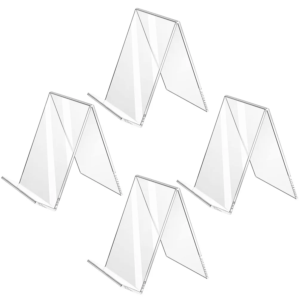 4Pcs Acrylic Book Holder L-Shape Slanted Sign Stand Desktop Price Display Rack Menu Paper Holder Exhibition Store
