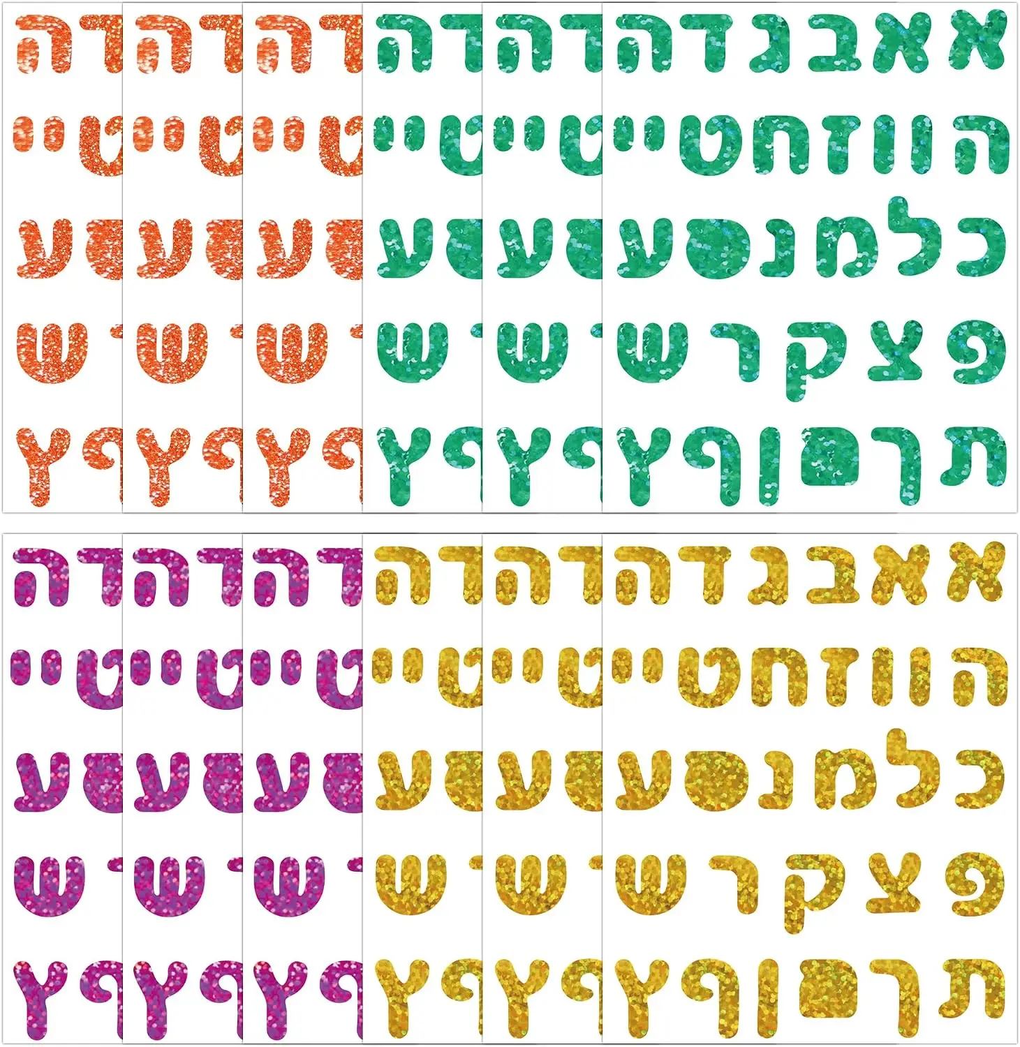 360pcs Colorful Hebrew Letter Stickers Blue Jewish Teaching Labels Hebrew Alphabet Decor for Learning 12 Sheets