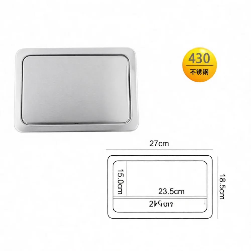 Stainless Steel Kitchen Counter Trash Chute Lid Flush Mount Swing Flap Garbage Can Cover Waste Bin Drop In Rectangle