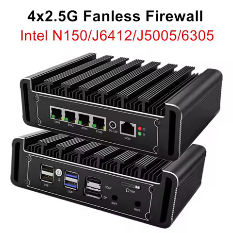 Topton Fanless Firewall Mini PC Top Version Intel J6412/J5005/6305 4x 2.5G LAN Micro Appliance pfSense Proxmox AES-NI