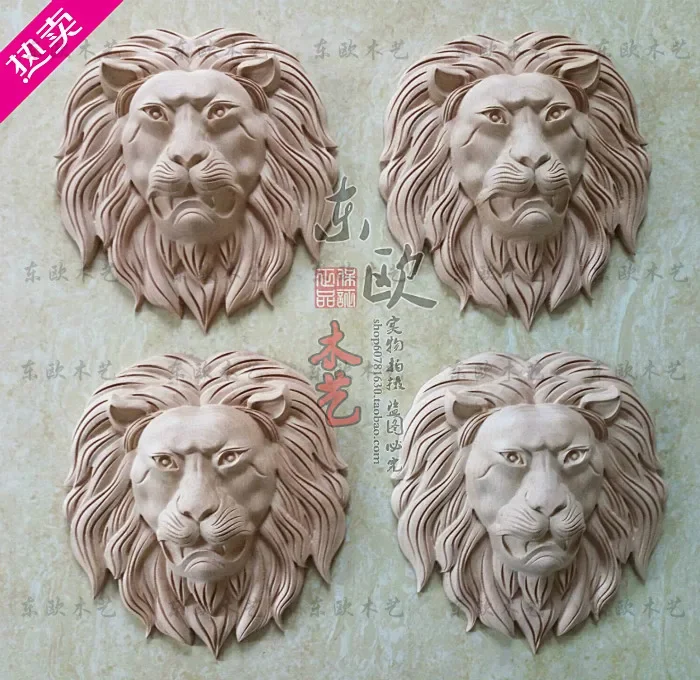 Dongyang woodcarving solid wood flower European lion head animal head Roman stigma beam bracket bracket fireplace cupboard pass