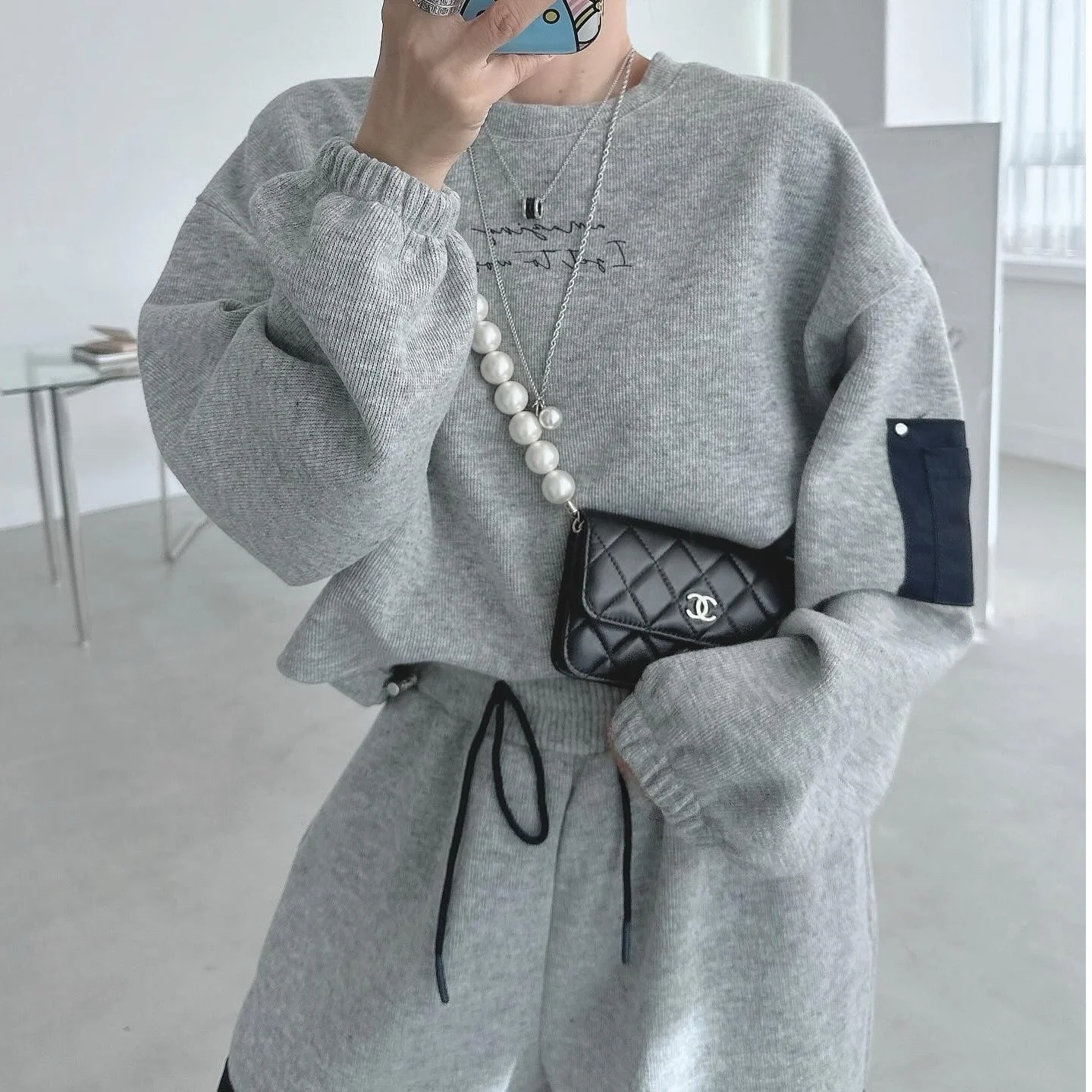 

Шикарный осенне-зимний свободный длинный свитшот с буквами Све в стиле ретро, рабочая одежда с высокой талией, брюки, длинные брюки, комплект ex Faion Ensemble