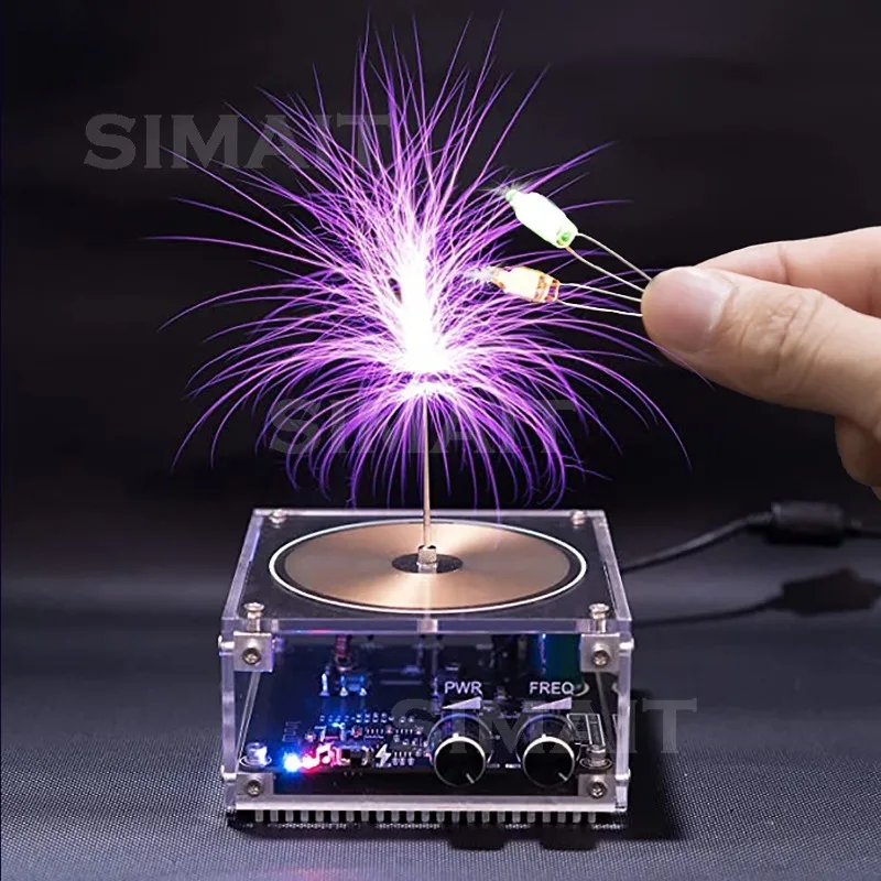 Mini Tesla Coil Bluetooth Speaker with Lightning Arc, Handheld Plasma Music Box & Touchable Spark for Kids' Science Gift