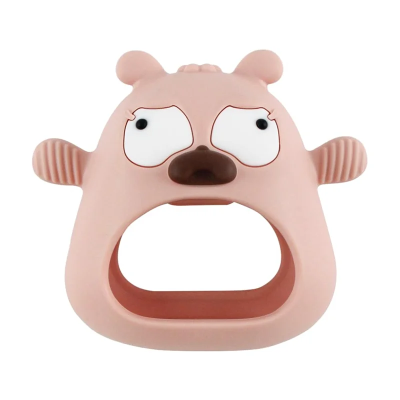 ABLN-Mordedor para bebé, lindo amigo de perro, guantes de dentición de silicona para el cuidado de recién nacidos, necesidades de chupar encías, color rosa claro