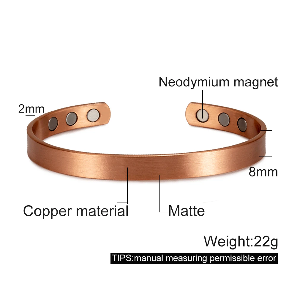 Men's Adjustable Pure Copper Magnetic Cuff Bracelet