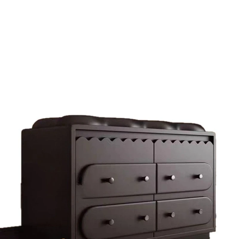 Household shoe cabinet, black retro, installation-free, fully enclosed on the floor, high-value shoe changing stool