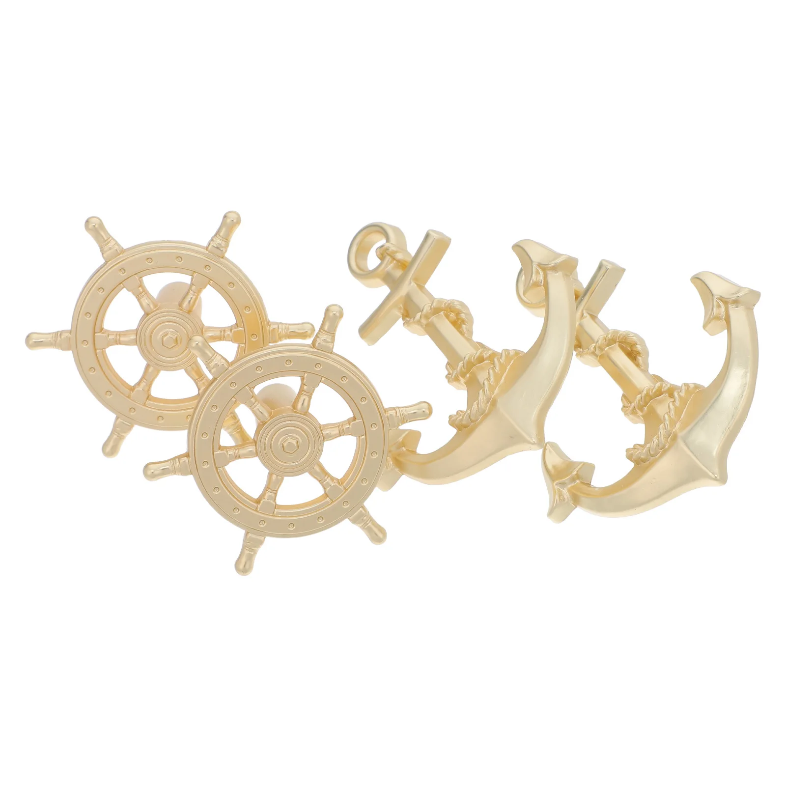 

4Pcs Retro Metal Handles Decorative Drawer Pulls Anchor Ship Wheel Design Cabinet Hardware for Home Furniture Hand Pull