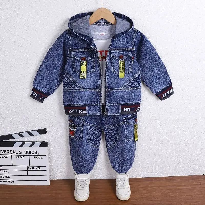 2-10Yrs Child Sets New Korean Version Clothes For Teens Kids Spring/Autumn Cowboy Boys Outfit Two-Piece Denim Coat Casual Jacket