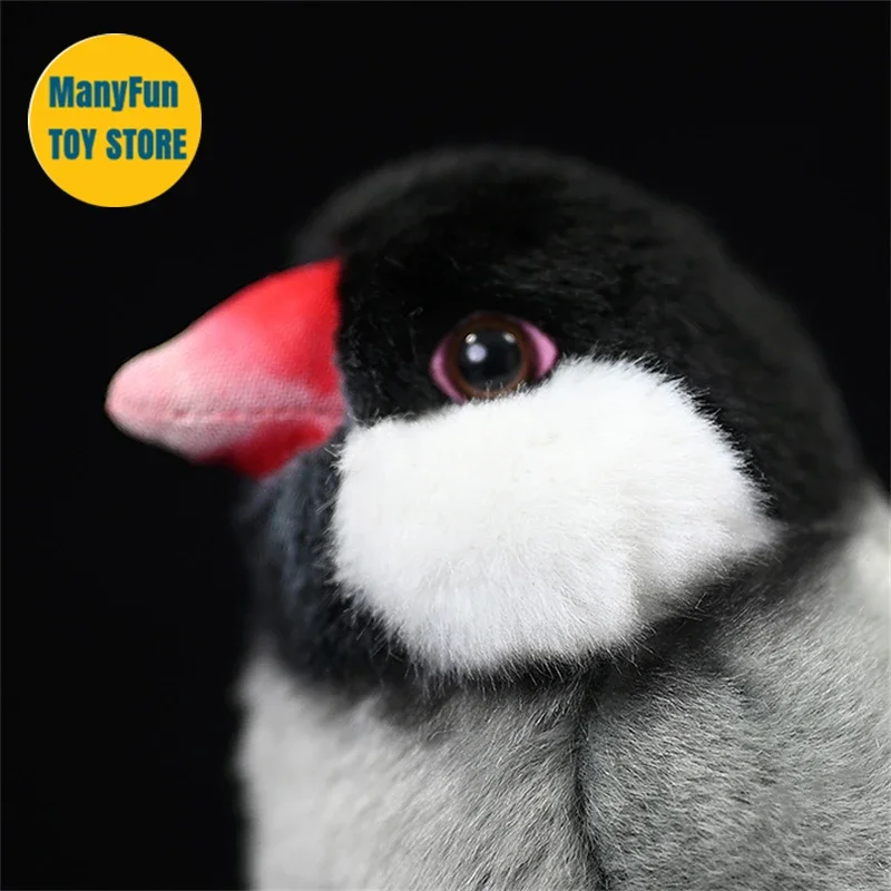 Realistic Java Sparrow Plush Toy Gray Bird Plushie Mannikin Peluche Lifelike Java Finch Stuffed Animal Simulation Gift Kids