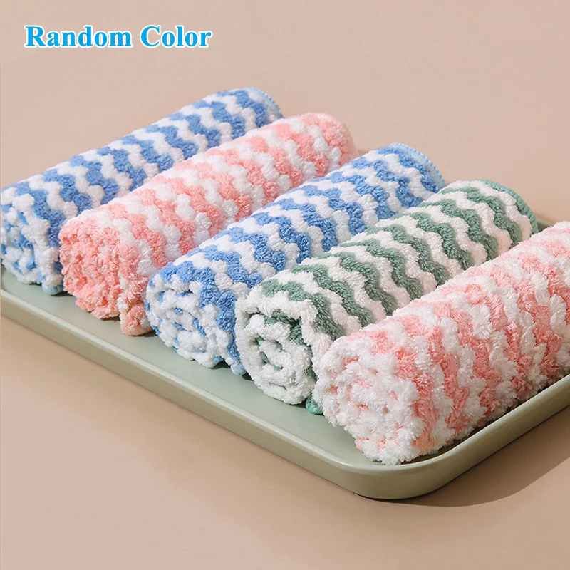 Household Kitchen Rags Thick Towel Dishcloth Gadget Microfiber Non-stick Oil Table Cleaning Wipe Cloth Scouring Pad 5PCS/Lot