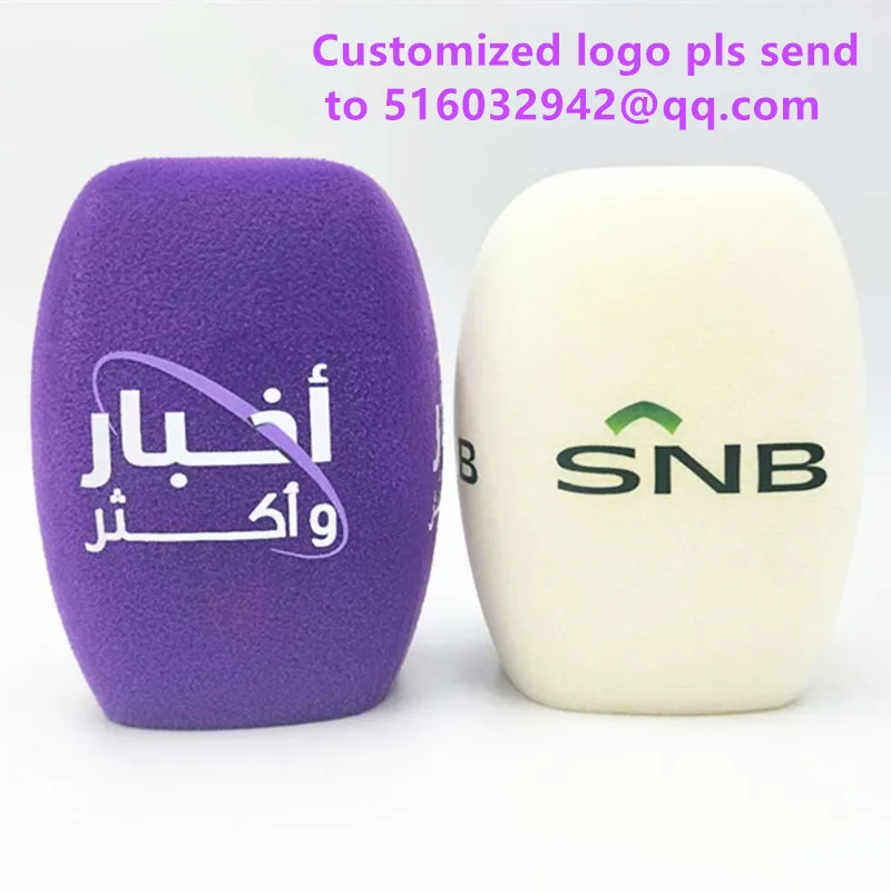 Microphone foam Custom logo Flocked Microphones Sponge Triangle Shape Mic Foam Cover flocking logo bonnette micro personnalisé