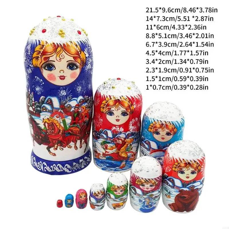 Pädagogische Nistpuppen, 10 Schichten, Schneemärchen, russische Matroschka-Figur, für Kinder, Feinmotorik, Entwicklung,