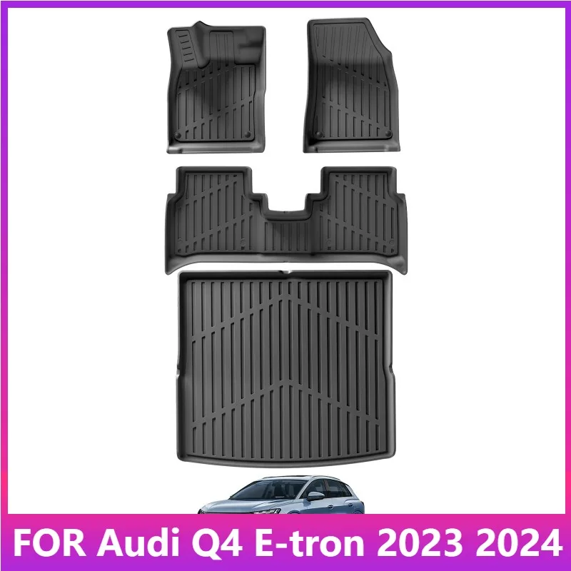 

Floor Mats For Audi Q4 E-tron 2023 2024 Car Floor Mats Cargo Liner Trunk Pad TPE 3D Foot Mat Black