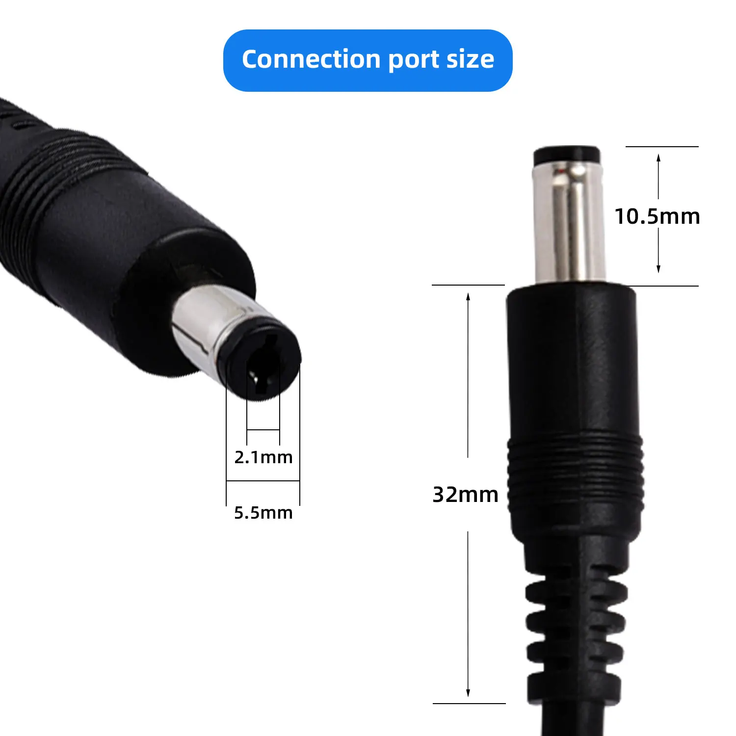 Verdikte puur koperen DC voeding aansluiting 12V10A voeding mannelijke bus DC5.5*2.1 connector 18awg